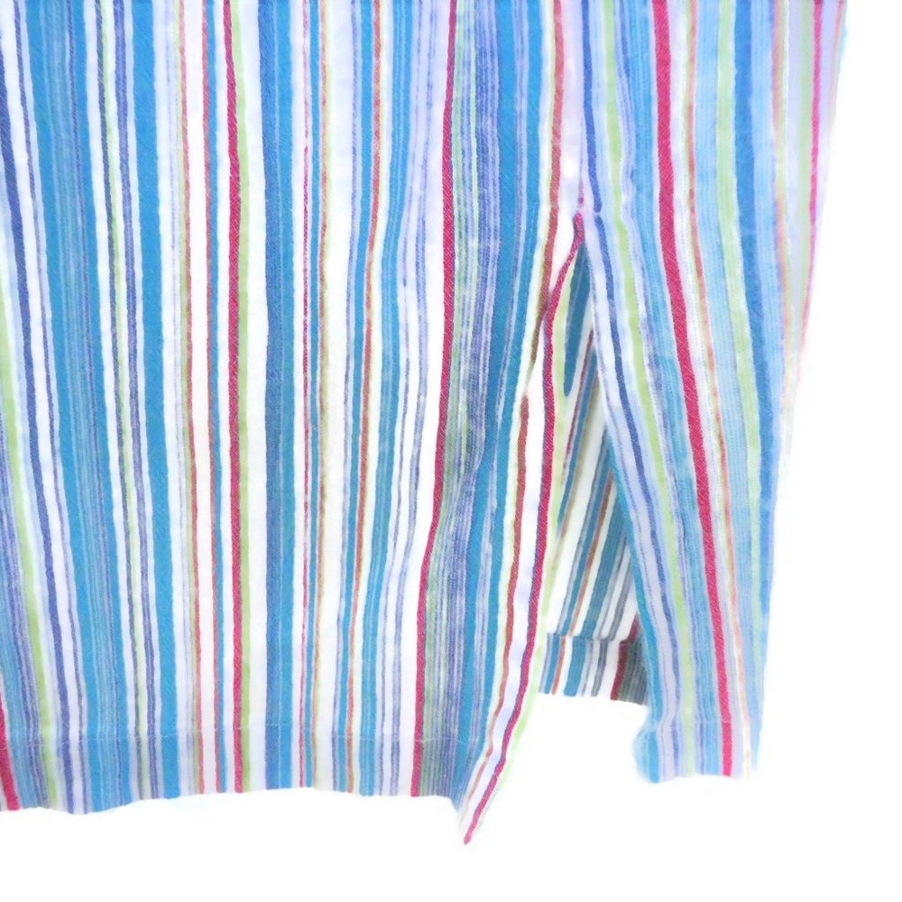 Liz & Me Liz Claiborne Shirt Gauze Rainbow Stripes Floral Embroidery 1X Plus - Picture 3 of 10